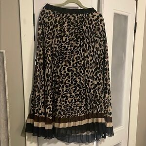 Black and Brown Maxi A-line Skirt with Pleated Ruffles